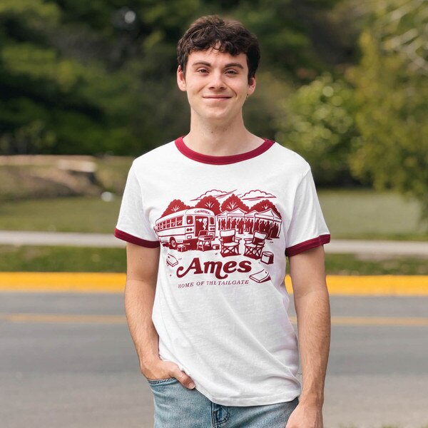 Charlie Hustle Ames Tailgate Scene White Ringer T-shirt